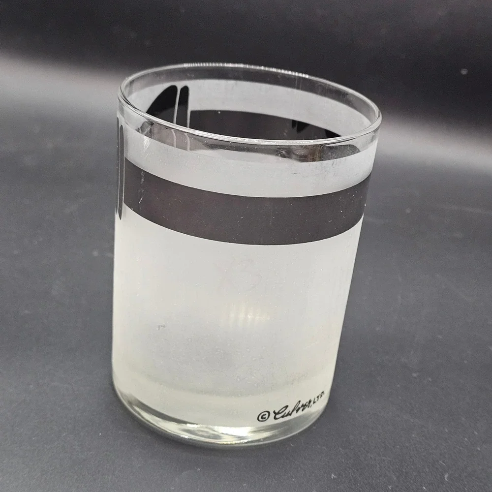 Vintage Culver Tuxedo Rocks Glass Mid Century‎ Black Tie Cocktail Barware